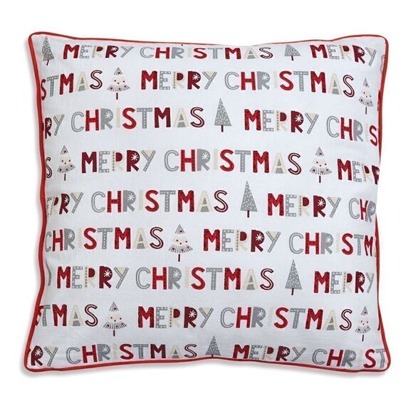 NEW! Farmhouse Whimsical Merry Christmas Throw Pillow Holiday Country Shabby - Picture 1 of 2